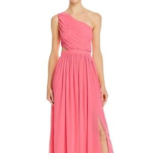 BCBGMaxazria Coral Pink One Shoulder Gown